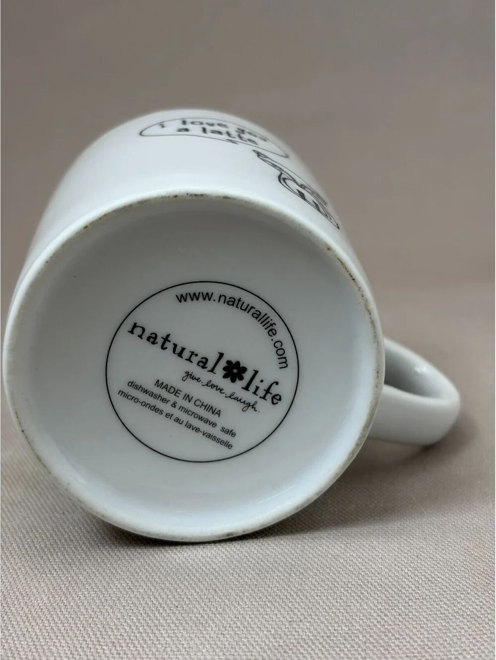 Natural Life I Love You A Latte Fox Coffee Mug White Ceramic Tea Cup 3.75 In